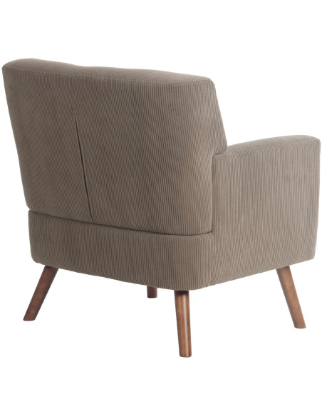 Fauteuil moderne chic Velours côtelé Marron foncé Bois Marron Kirno - 3