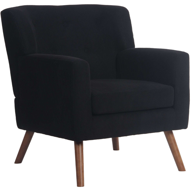 Fauteuil moderne chic Velours côtelé Noir Bois Marron Kirno - 1