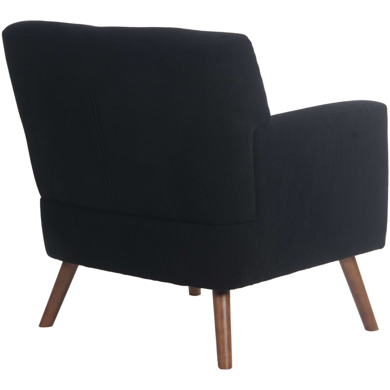 Fauteuil moderne chic Velours côtelé Noir Bois Marron Kirno - 2