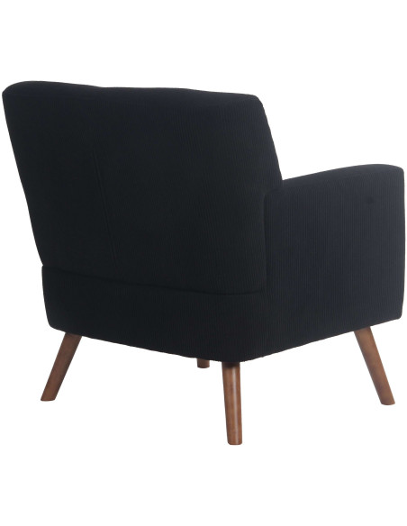 Fauteuil moderne chic Velours côtelé Noir Bois Marron Kirno - 2