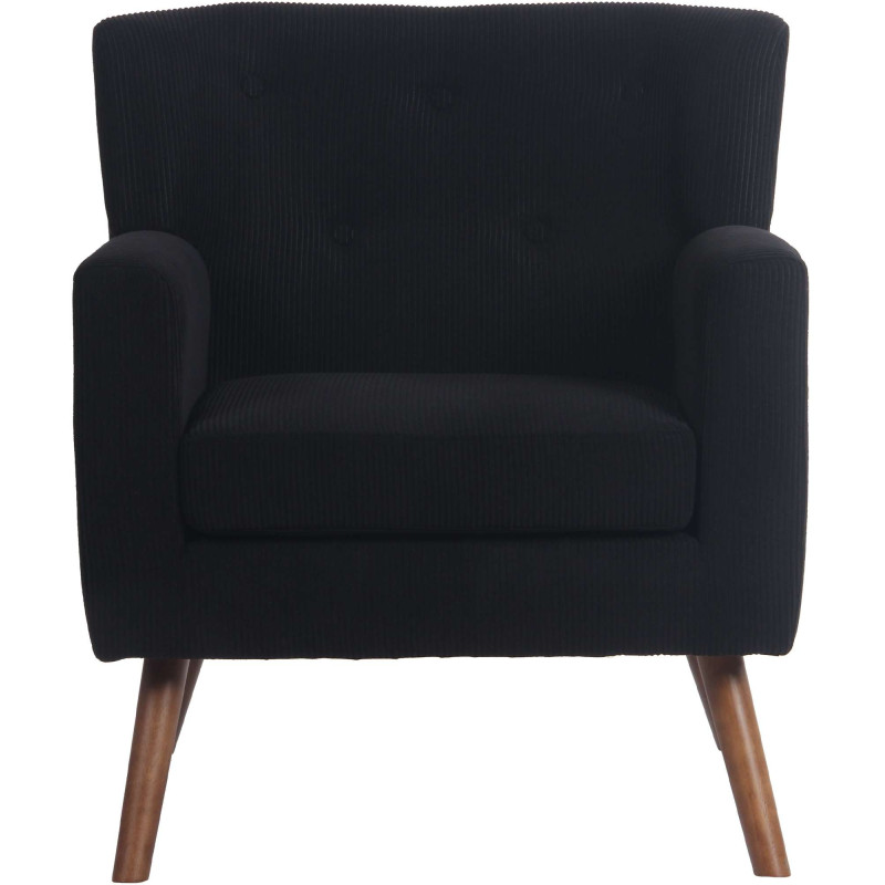 Fauteuil moderne chic Velours côtelé Noir Bois Marron Kirno - 3