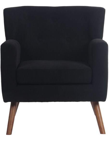 Fauteuil moderne chic Velours côtelé Noir Bois Marron Kirno - 3