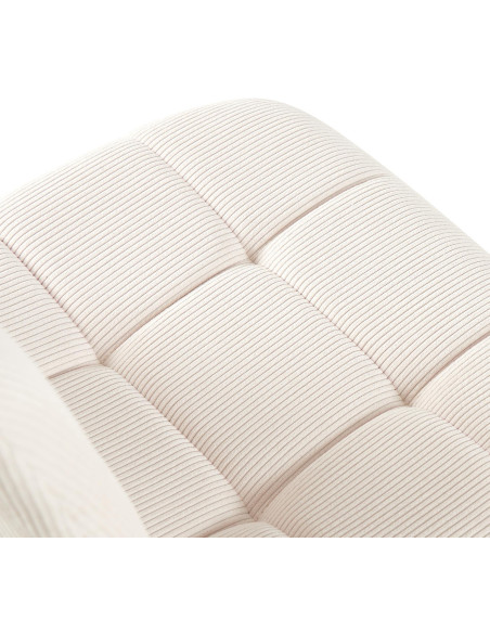 Chaise rétro chic Velours côtelé Blanc crème Métal Noir Mat Karvi - 4