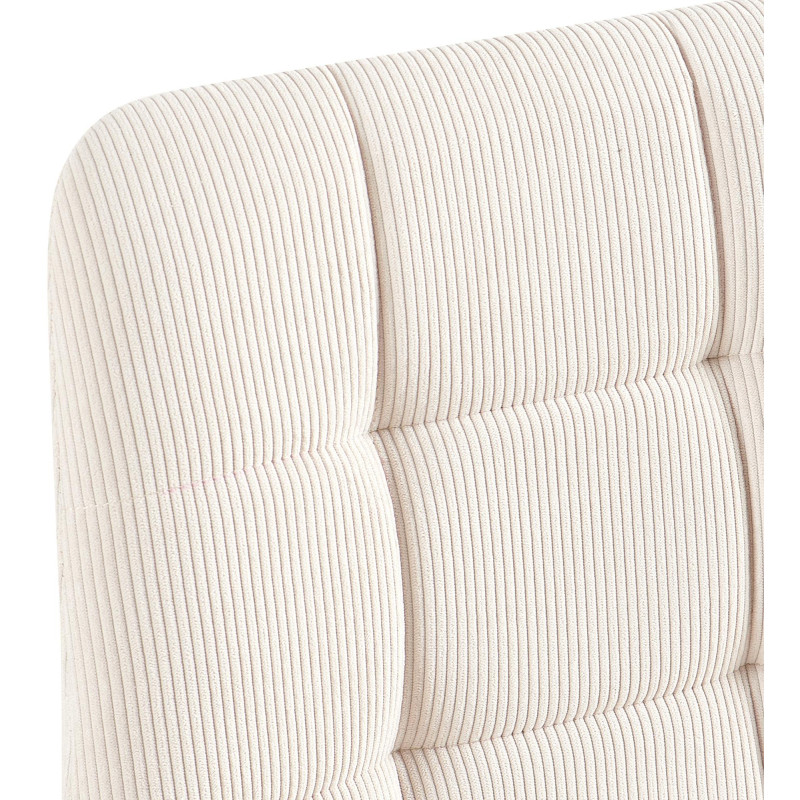 Chaise rétro chic Velours côtelé Blanc crème Métal Noir Mat Karvi - 3