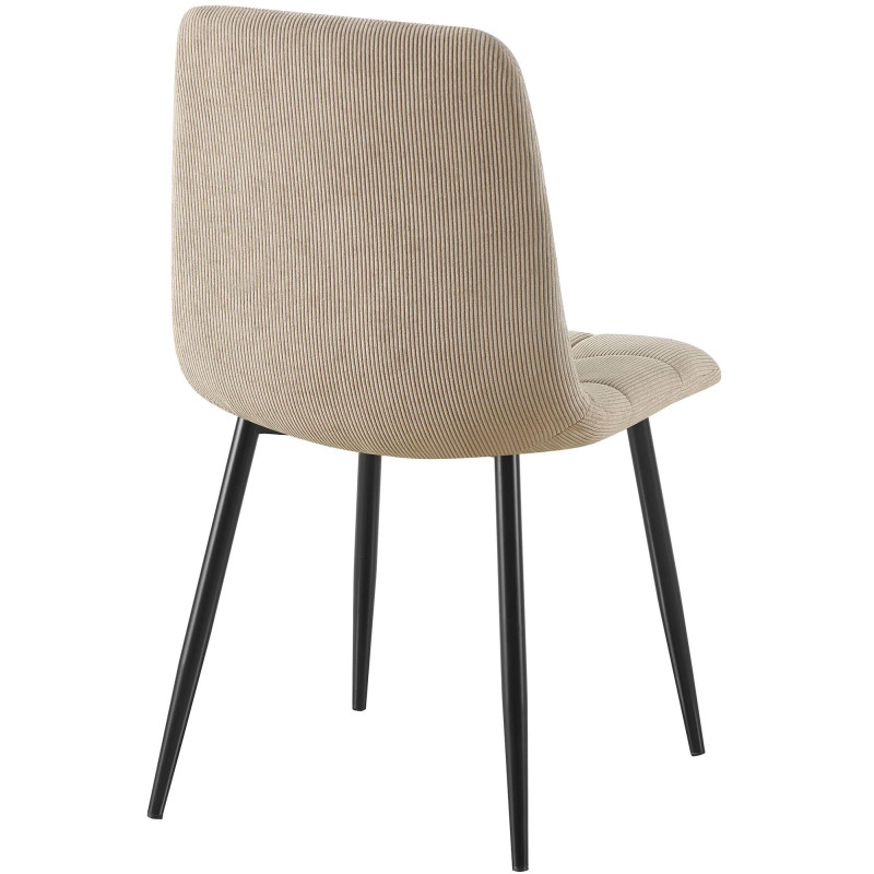 Chaise rétro chic Velours côtelé Taupe Métal Noir Mat Karvi 