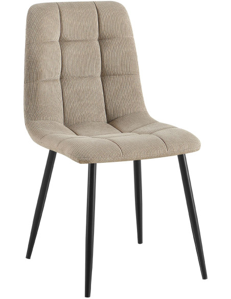 Chaise rétro chic Velours côtelé Taupe Métal Noir Mat Karvi