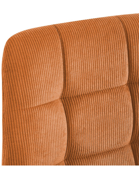 Chaise rétro chic Velours côtelé Orange Métal Noir Mat Karvi - 3
