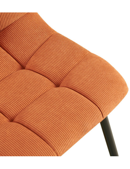 Chaise rétro chic Velours côtelé Orange Métal Noir Mat Karvi - 4