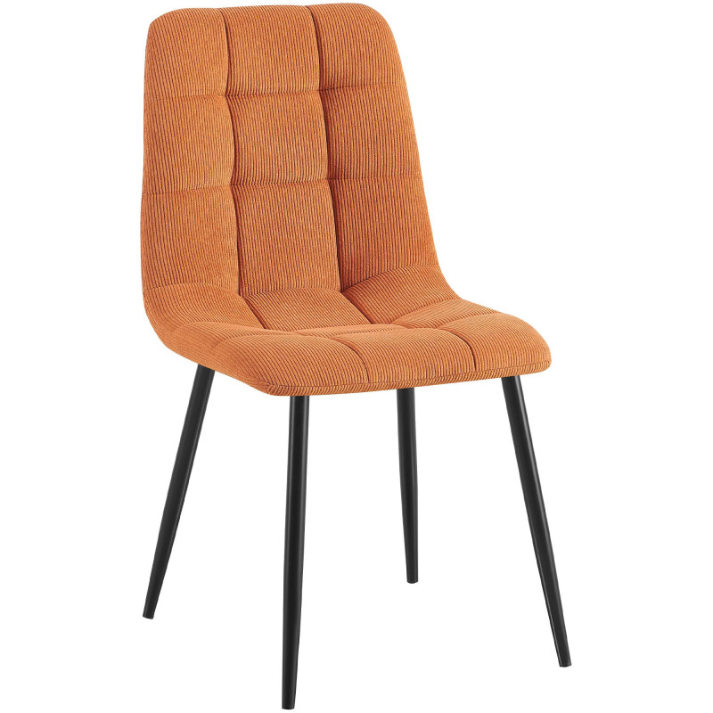 Chaise rétro chic Velours côtelé Orange Métal Noir Mat Karvi - 1