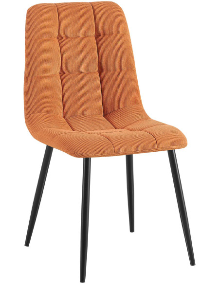 Chaise rétro chic Velours côtelé Orange Métal Noir Mat Karvi - 1
