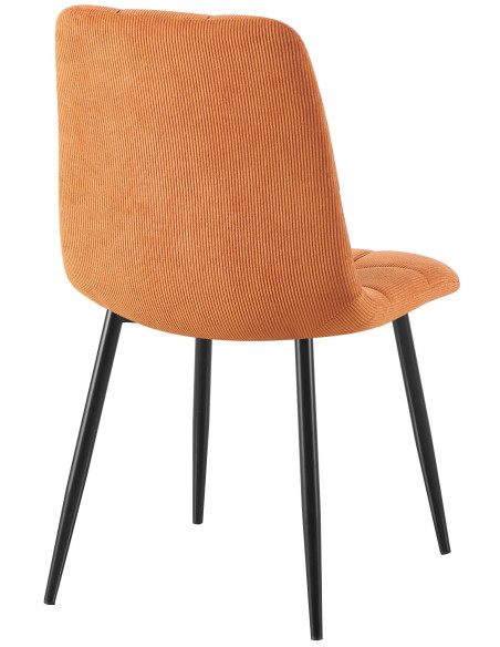 Chaise rétro chic Velours côtelé Orange Métal Noir Mat Karvi - 2