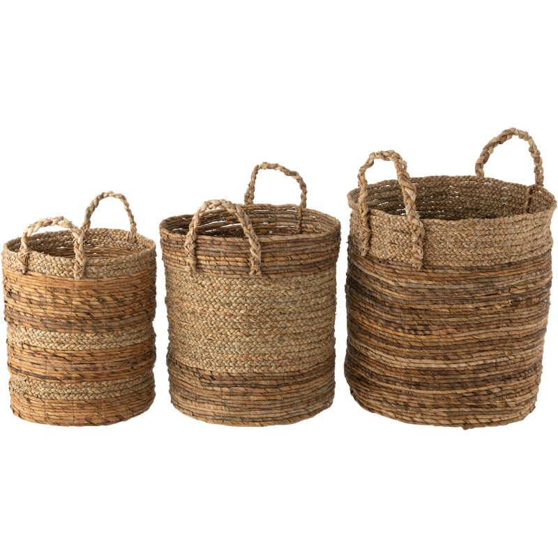 Panier déco Mamy en Feuille de bananier Naturel et Herbe (Lot de 3) - 3
