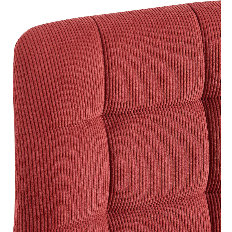 Chaise rétro chic Velours côtelé Rouge bordeaux Métal Noir Mat Karvi 