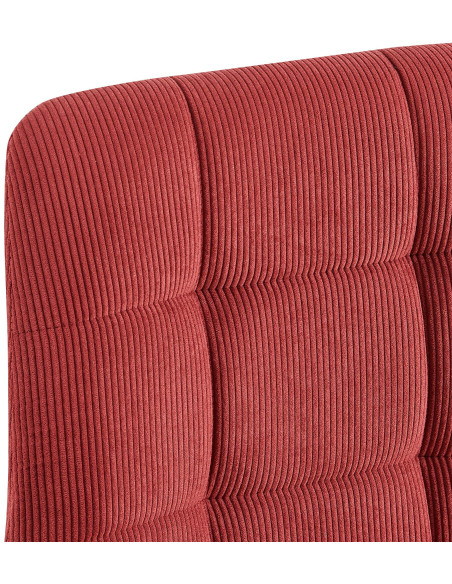 Chaise rétro chic Velours côtelé Rouge bordeaux Métal Noir Mat Karvi 