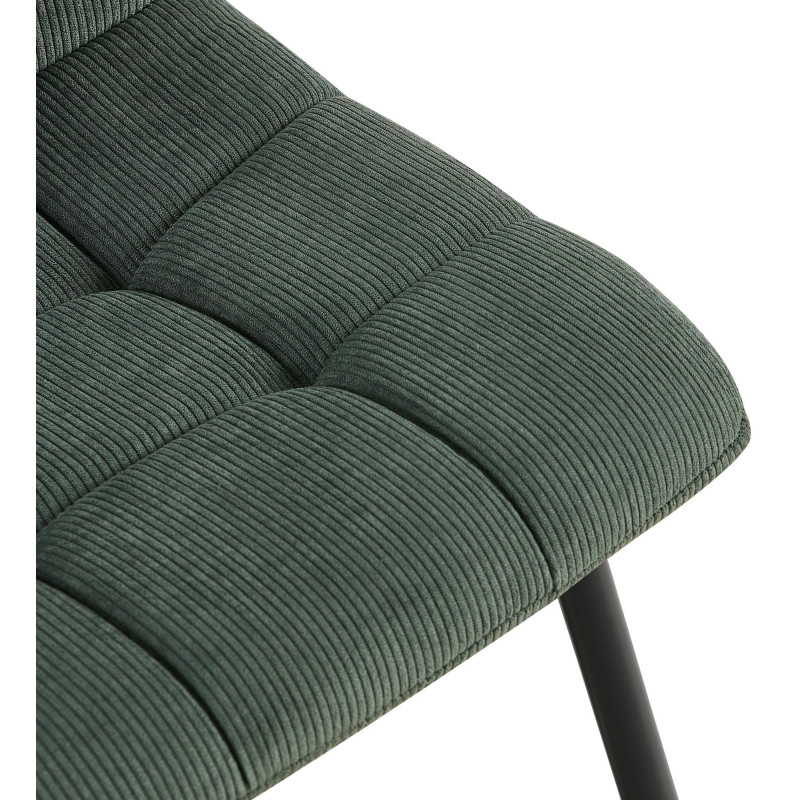 Chaise rétro chic Velours côtelé Vert Métal Noir Mat Karvi 