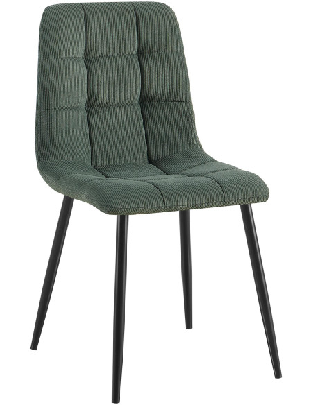 Chaise rétro chic Velours côtelé Vert Métal Noir Mat Karvi