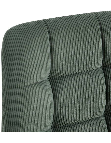 Chaise rétro chic Velours côtelé Vert Métal Noir Mat Karvi 