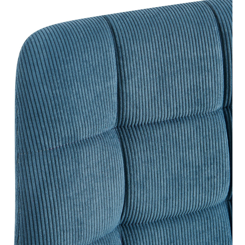 Chaise rétro chic Velours côtelé Bleu Métal Noir Mat Karvi 