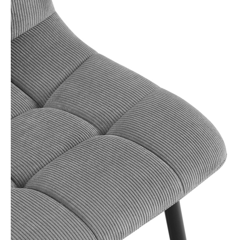 Chaise rétro chic Velours côtelé Gris Métal Noir Mat Karvi - 3
