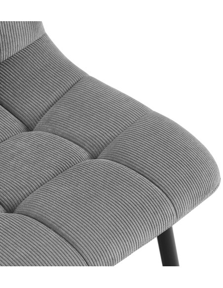 Chaise rétro chic Velours côtelé Gris Métal Noir Mat Karvi - 3
