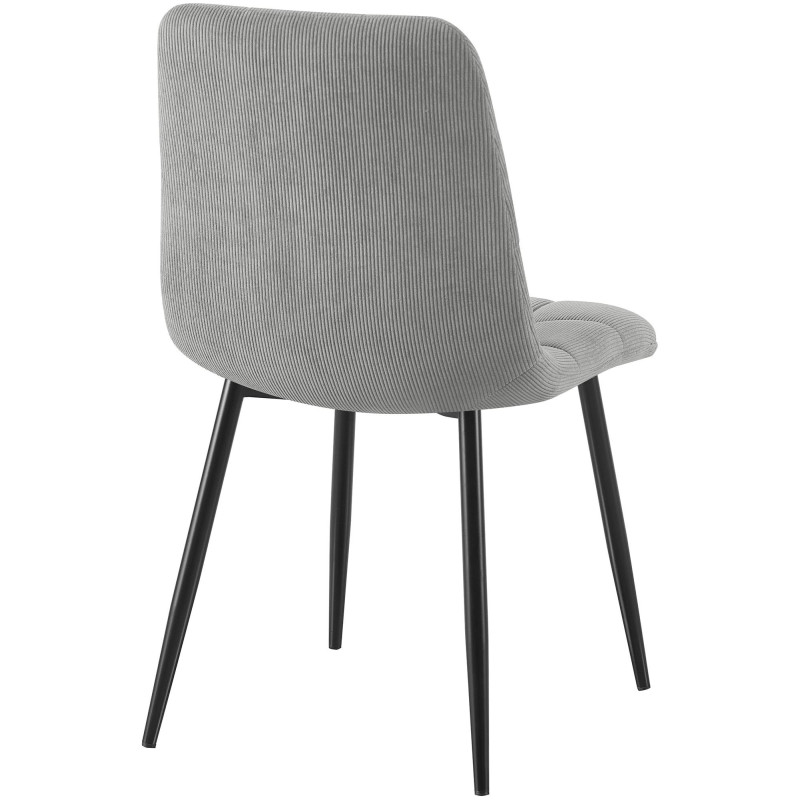 Chaise rétro chic Velours côtelé Gris Métal Noir Mat Karvi - 2
