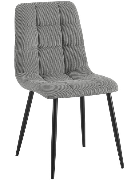 Chaise rétro chic Velours côtelé Gris Métal Noir Mat Karvi - 1