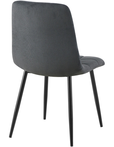 Chaise rétro chic Velours côtelé Noir Métal Noir Mat Karvi - 2