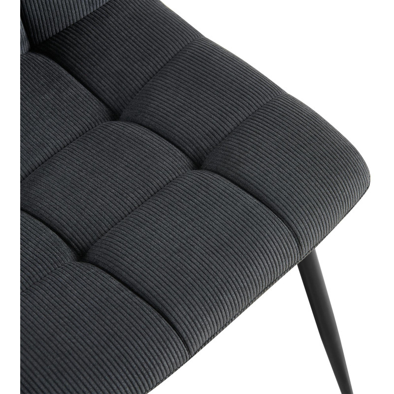 Chaise rétro chic Velours côtelé Noir Métal Noir Mat Karvi - 3