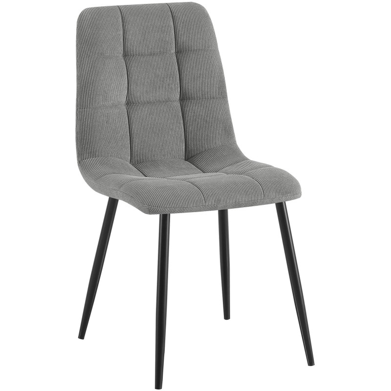 Chaise moderne chic Velours côtelé Gris Métal Noir Nayra - 1