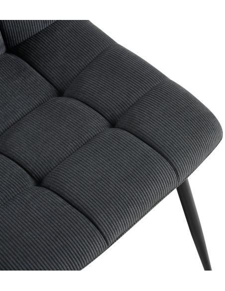 Chaise moderne chic Velours côtelé Noir Métal Noir Nayra - 4