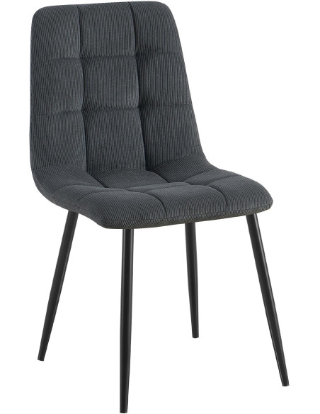Chaise moderne chic Velours côtelé Noir Métal Noir Nayra - 1