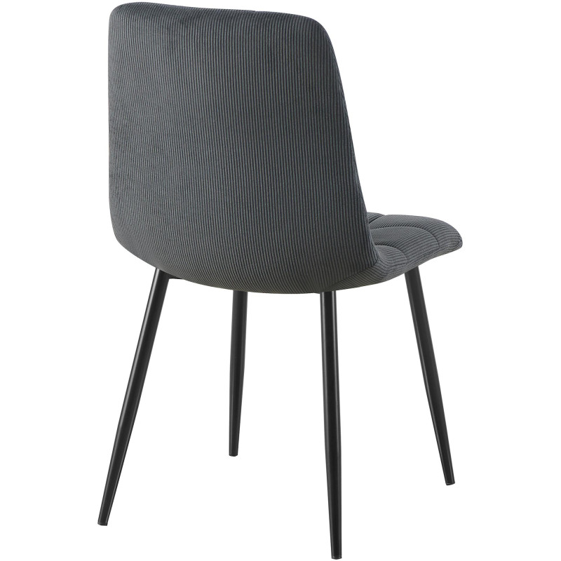 Chaise moderne chic Velours côtelé Noir Métal Noir Nayra - 2