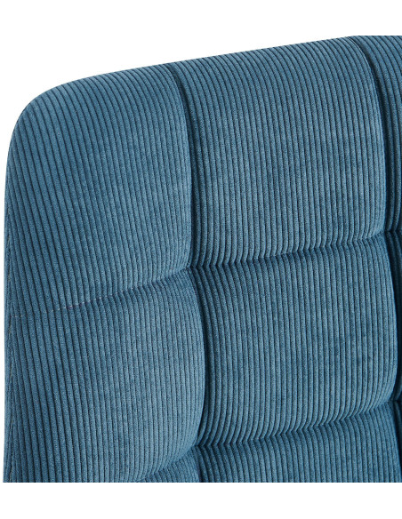 Chaise moderne chic Velours côtelé Bleu Métal Noir Nayra 