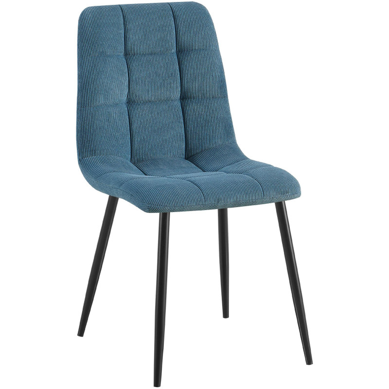 Chaise moderne chic Velours côtelé Bleu Métal Noir Nayra