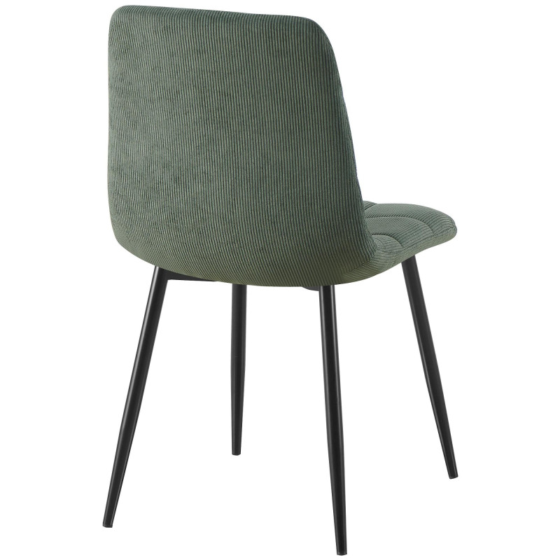 Chaise moderne chic Velours côtelé Vert Métal Noir Nayra 