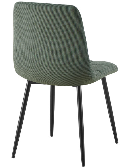 Chaise moderne chic Velours côtelé Vert Métal Noir Nayra 