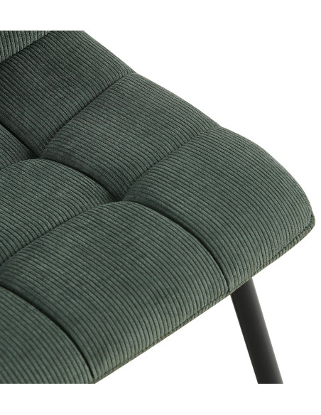 Chaise moderne chic Velours côtelé Vert Métal Noir Nayra 