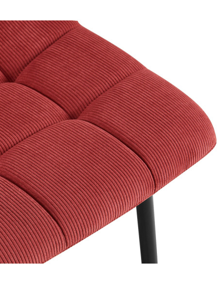Chaise moderne chic Velours côtelé Rouge bordeaux Métal Noir Nayra 