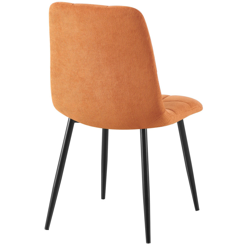 Chaise moderne chic Velours côtelé Orange Métal Noir Nayra - 2