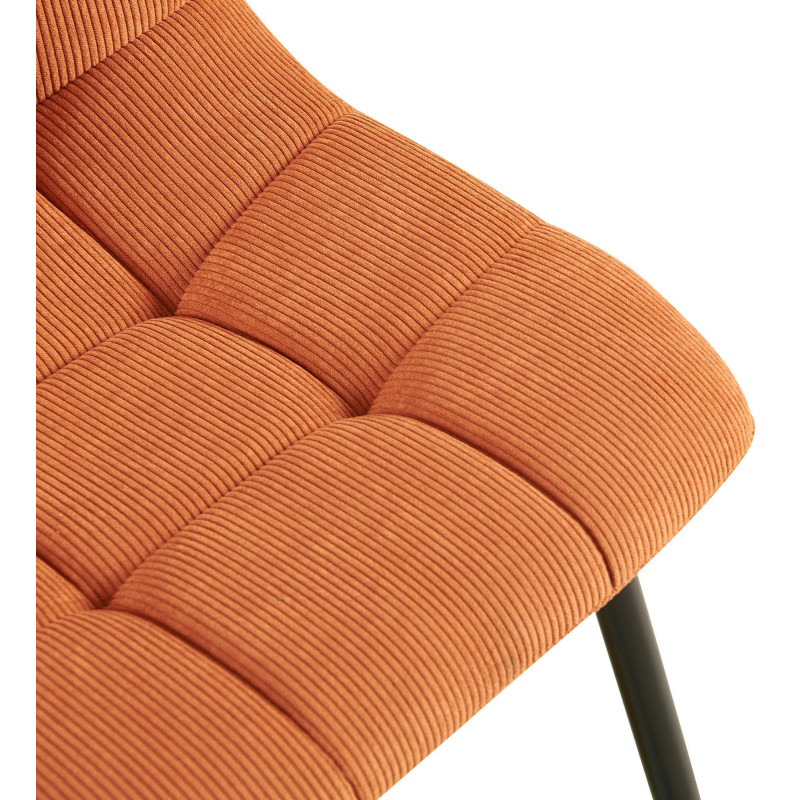 Chaise moderne chic Velours côtelé Orange Métal Noir Nayra - 3