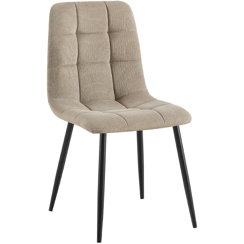 Chaise moderne chic Velours côtelé Taupe Métal Noir Nayra