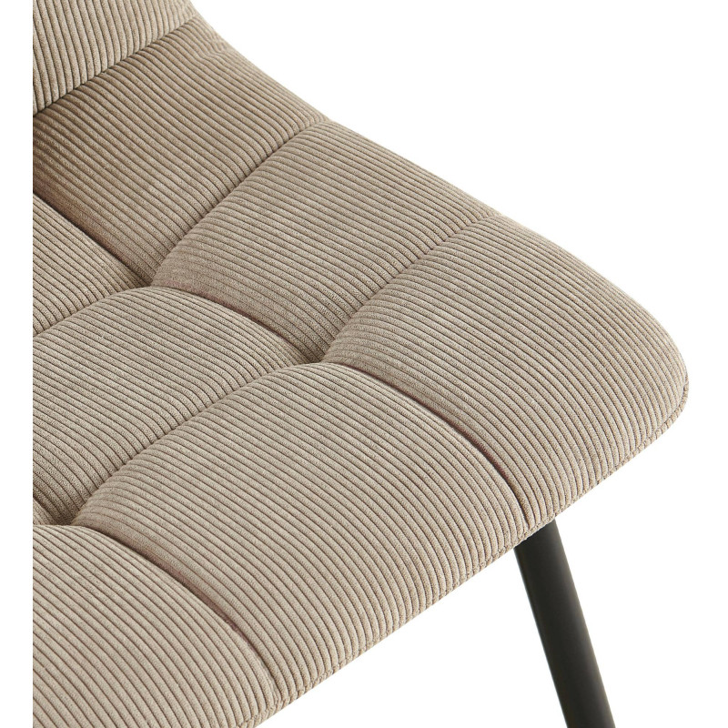 Chaise moderne chic Velours côtelé Taupe Métal Noir Nayra 