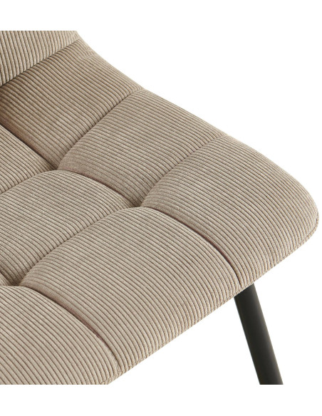 Chaise moderne chic Velours côtelé Taupe Métal Noir Nayra 