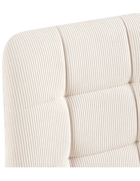 Chaise moderne chic Velours côtelé Blanc crème Métal Noir Nayra 