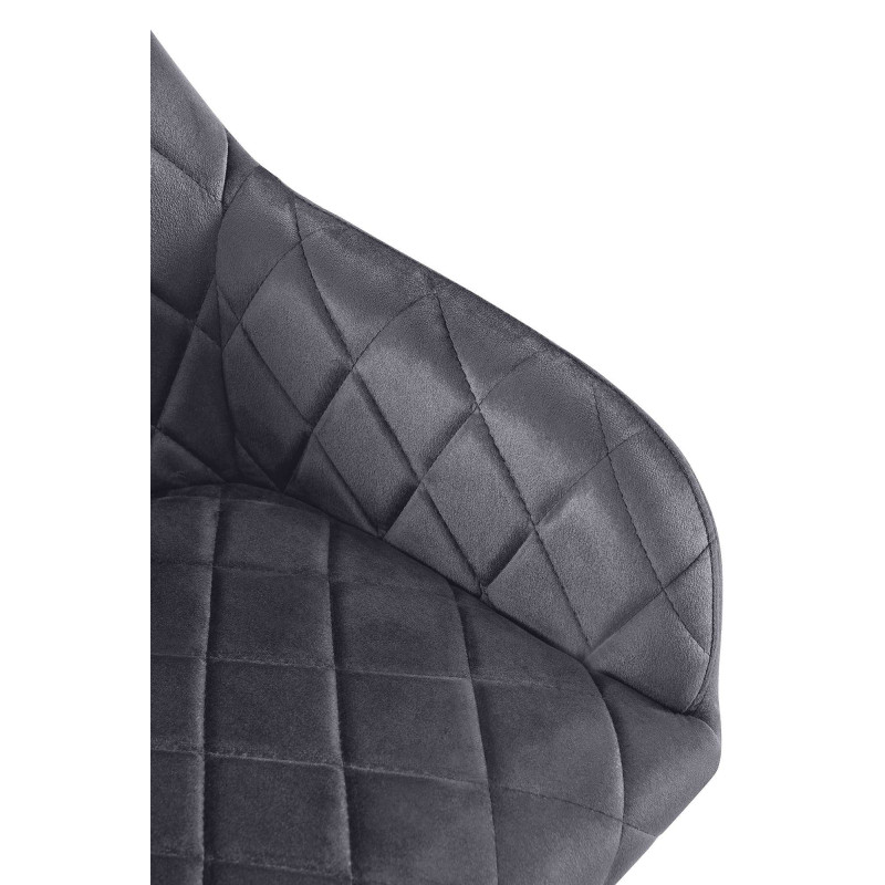 Fauteuil de table matelassé moderne en Velours Gris foncé Métal Doré Arvella - 4