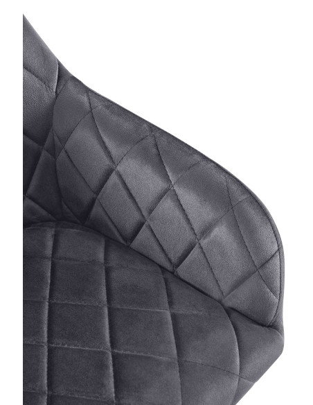 Fauteuil de table matelassé moderne en Velours Gris foncé Métal Doré Arvella - 4