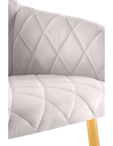 Fauteuil de table matelassé moderne en Velours Gris Métal Doré Arvella - 3