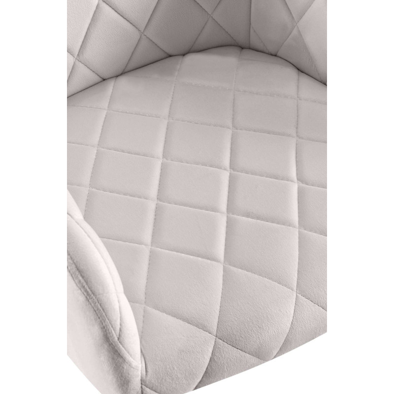 Fauteuil de table matelassé moderne en Velours Gris Métal Doré Arvella - 4