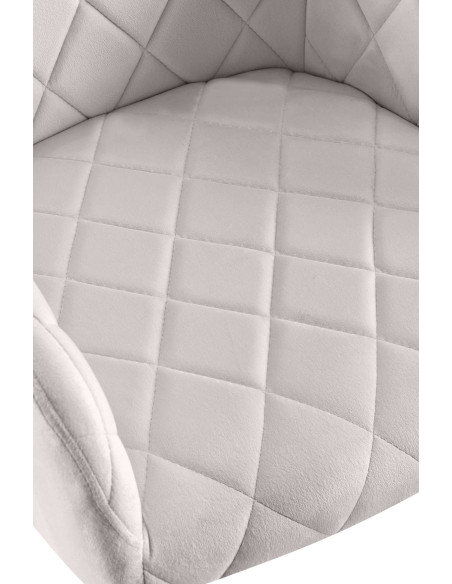 Fauteuil de table matelassé moderne en Velours Gris Métal Doré Arvella - 4