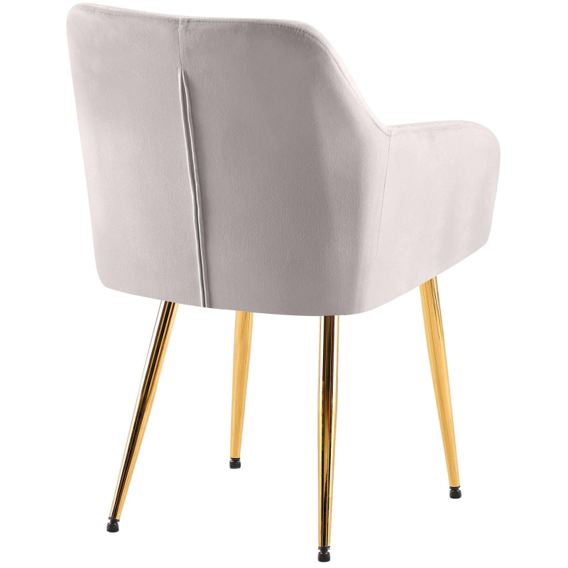 Fauteuil de table matelassé moderne en Velours Gris Métal Doré Arvella - 2